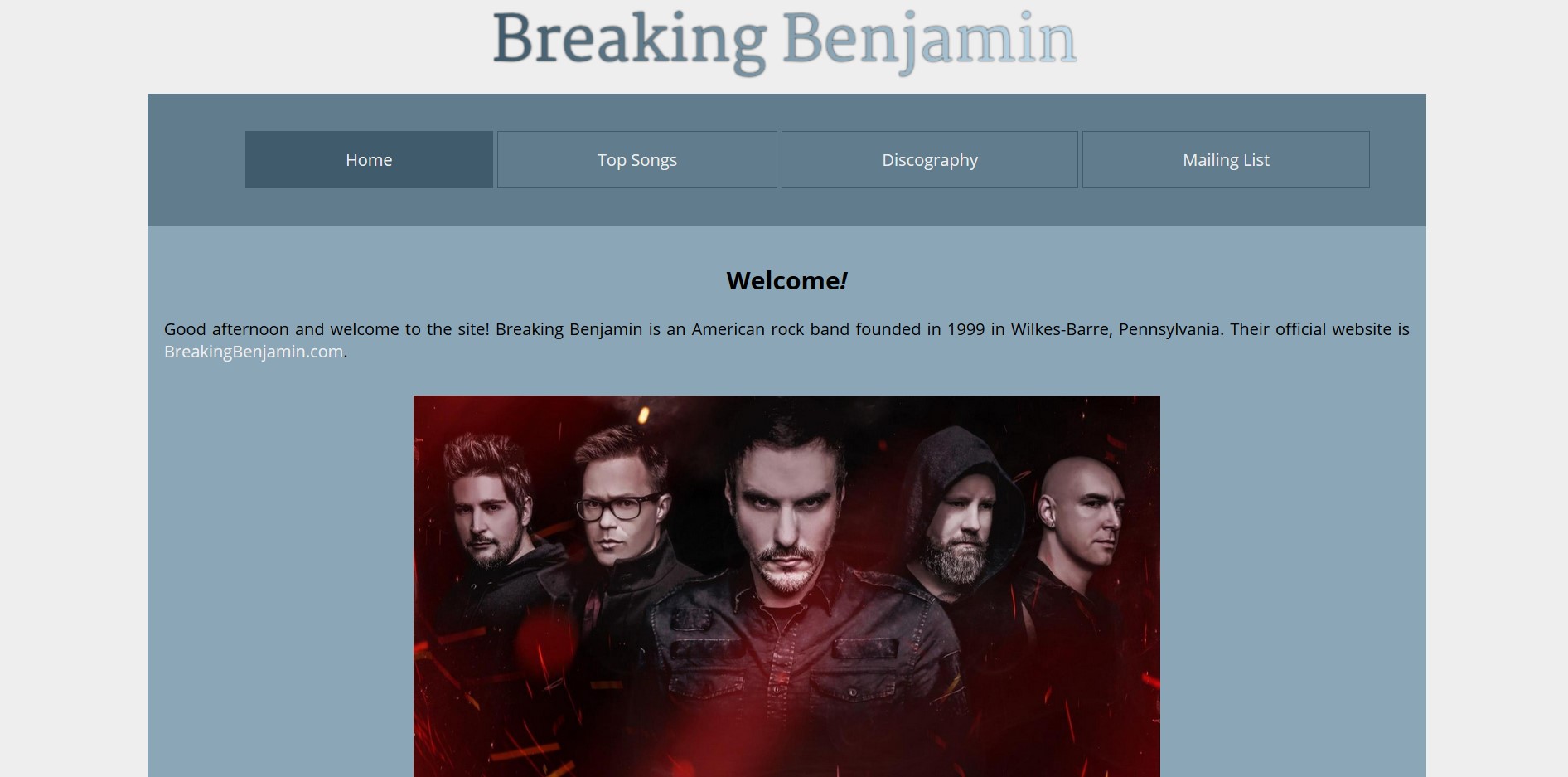 Breaking Benjamin Fansite screenshot